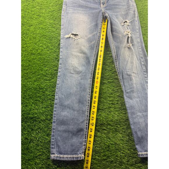 maurices Womens Skinny Jeans Distressed Light Wash Blue Sz 5/6 Mid Rise Stretch - Picture 6 of 10